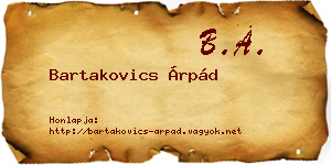 Bartakovics Árpád névjegykártya