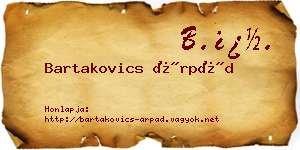 Bartakovics Árpád névjegykártya