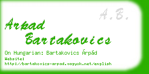 arpad bartakovics business card