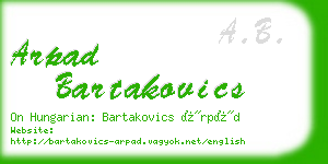 arpad bartakovics business card